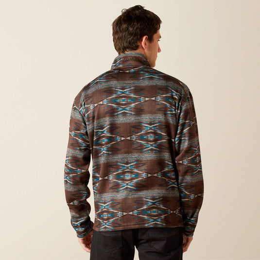 Ariat Mens Caldwell Logo 1/4 Zip Sweater - Deep Mahogany Southwest