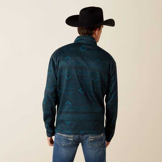 Ariat Mens Caldwell Logo 1/4 Zip Sweater - Dark Teal Southwest