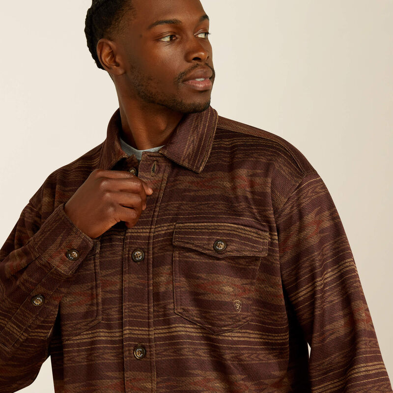 Load image into Gallery viewer, Ariat Mens Caldwell Printed Shirt Jacket - Maroon
