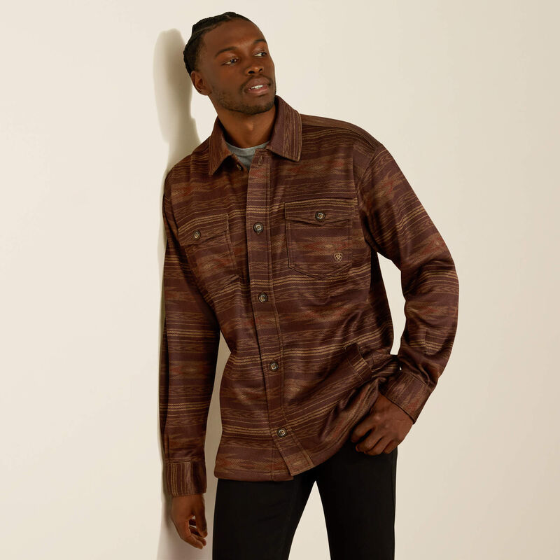 Load image into Gallery viewer, Ariat Mens Caldwell Printed Shirt Jacket - Maroon

