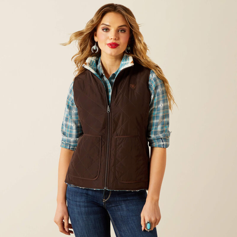 Load image into Gallery viewer, Ariat Womens Dilon 2.0 Insulated Reversible Vest - Mole

