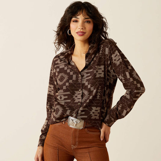 Ariat Womens Homestyle Long Sleeve Shirt - Southwest Cross Stitch