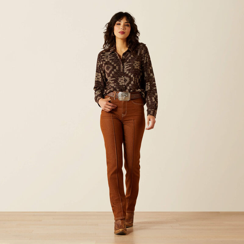 Load image into Gallery viewer, Ariat Womens Homestyle Long Sleeve Shirt - Southwest Cross Stitch
