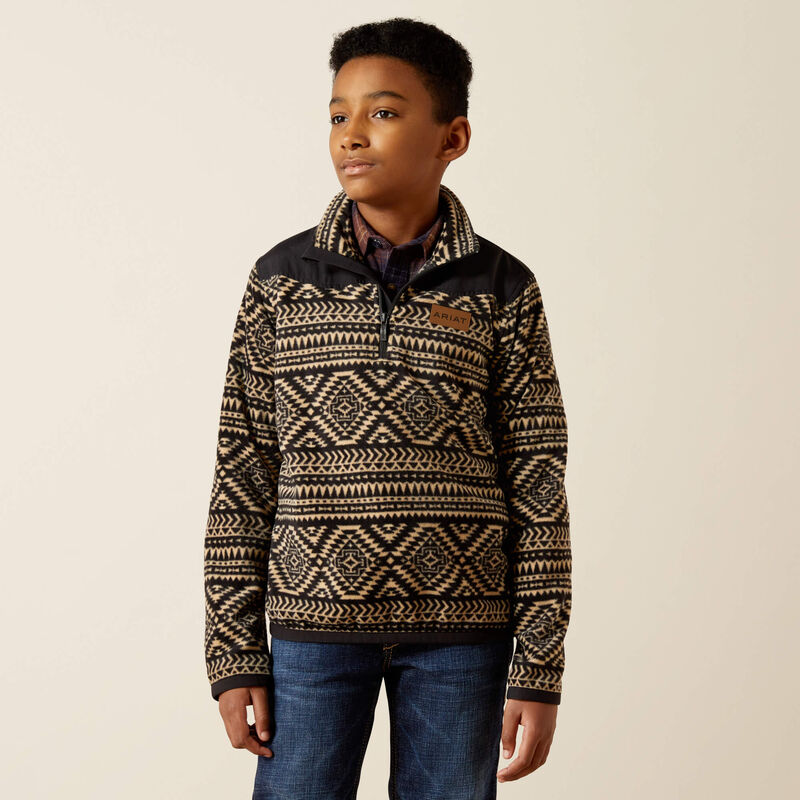 Load image into Gallery viewer, Ariat Boys 1/4 Zip Basis Sweatshirt - Black Southwest
