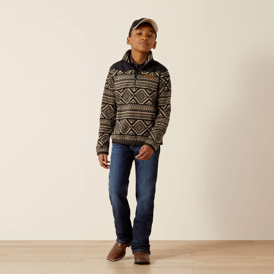 Ariat Boys 1/4 Zip Basis Sweatshirt - Black Southwest