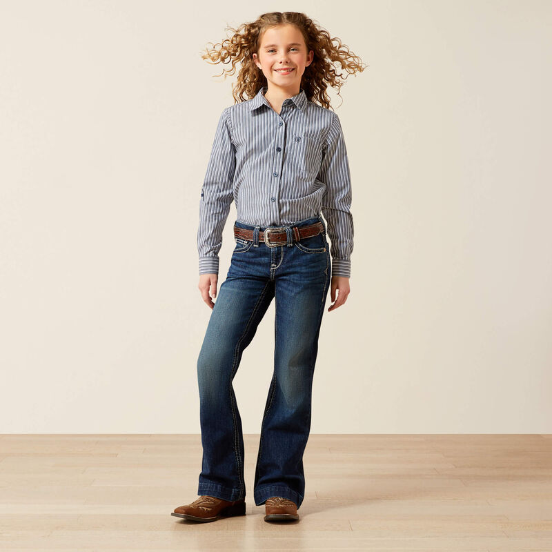 Load image into Gallery viewer, Ariat Girls Andrea Stretch Fit Trouser Denim Jean - Pacific
