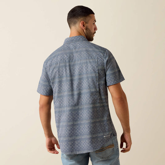 Ariat Mens VentTek Outbound Fitted Short Sleeve Print Shirt - Dark Denim
