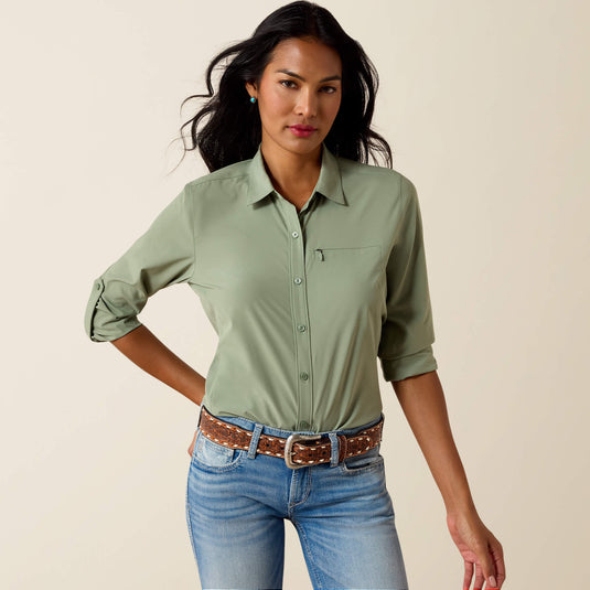Ariat Womens VentTek Long Sleeve Solid Shirt - Sea Spray