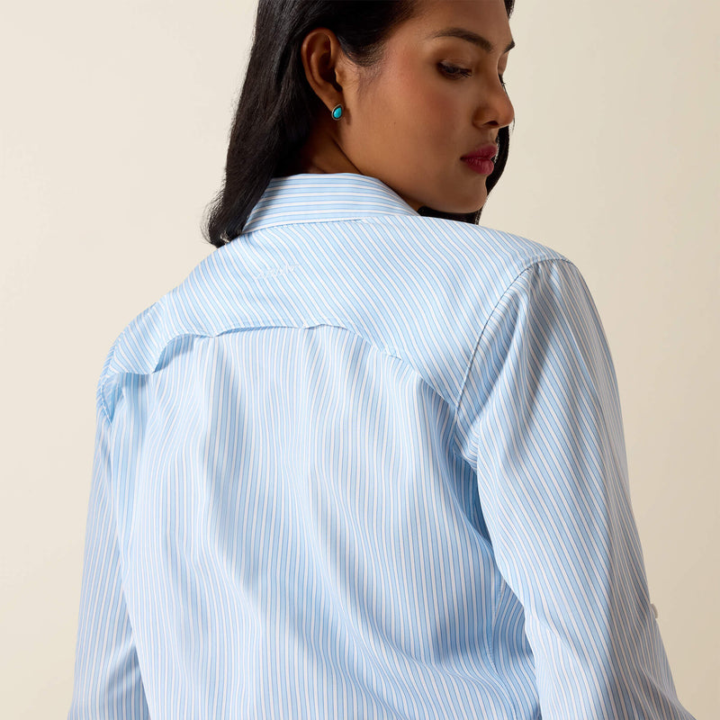 Load image into Gallery viewer, Ariat Womens VentTek Long Sleeve Stripe Shirt - Nantucket Breeze Railroad Stripe

