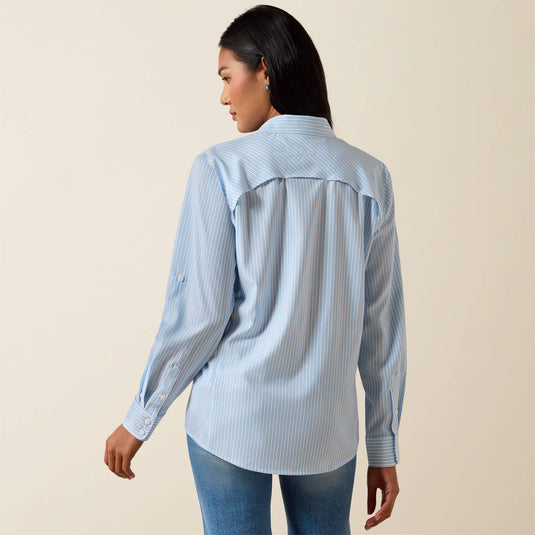 Ariat Womens VentTek Long Sleeve Stripe Shirt - Nantucket Breeze Railroad Stripe