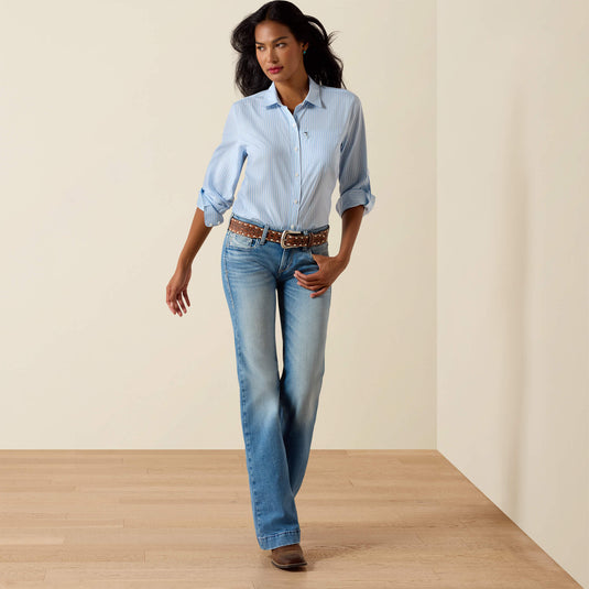 Ariat Womens VentTek Long Sleeve Stripe Shirt - Nantucket Breeze Railroad Stripe