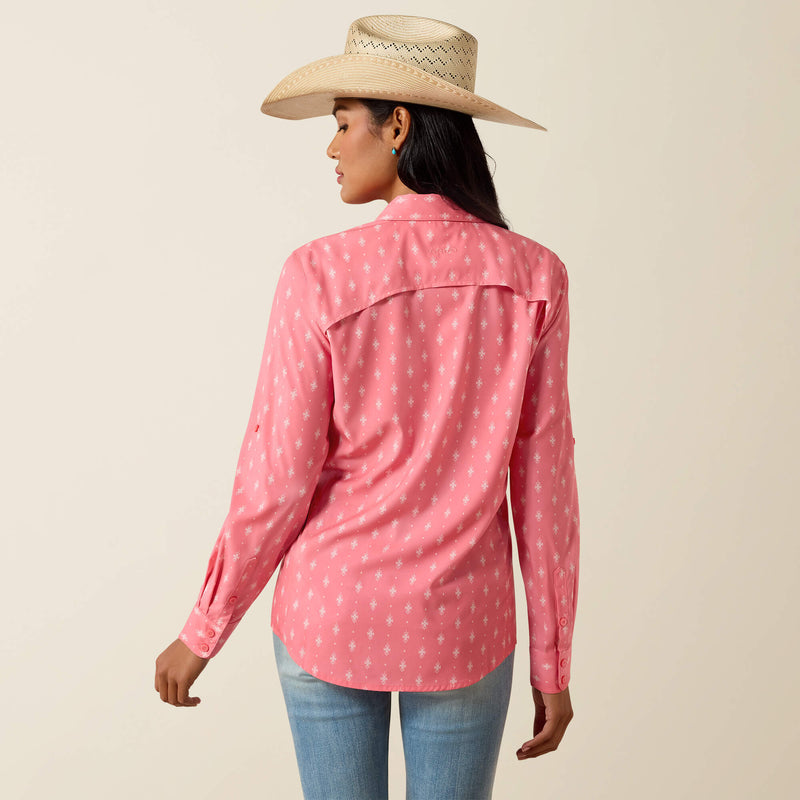 Load image into Gallery viewer, Ariat Womens VentTek Stretch Long Sleeve Print Shirt - Sun Kissed Coral Print
