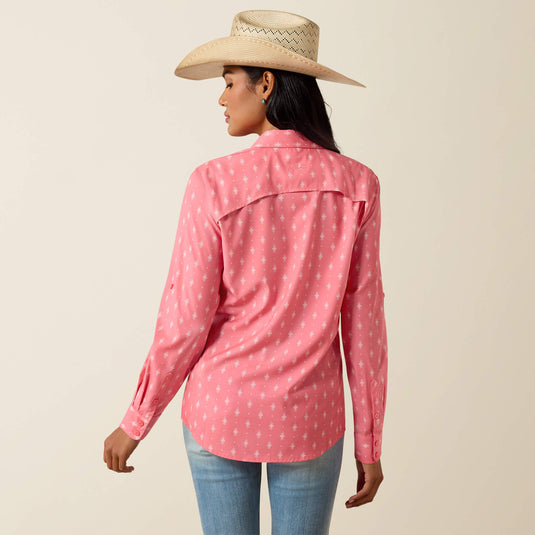Ariat Womens VentTek Stretch Long Sleeve Print Shirt - Sun Kissed Coral Print