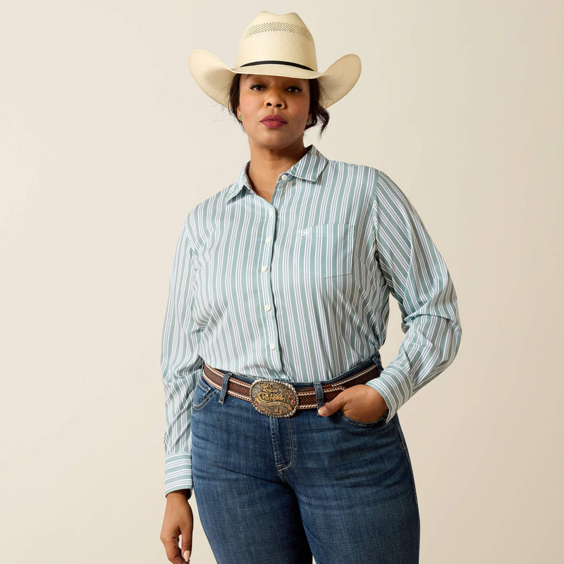 Load image into Gallery viewer, Ariat Womens Kirby Pro Stripe Shirt - Green Bay Stripe
