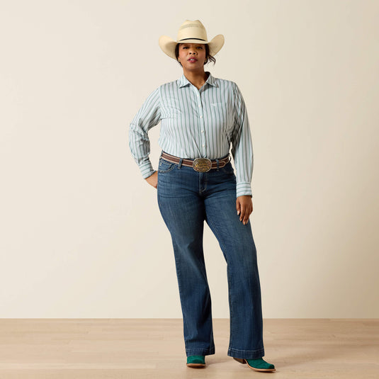 Ariat Womens Kirby Pro Stripe Shirt - Green Bay Stripe