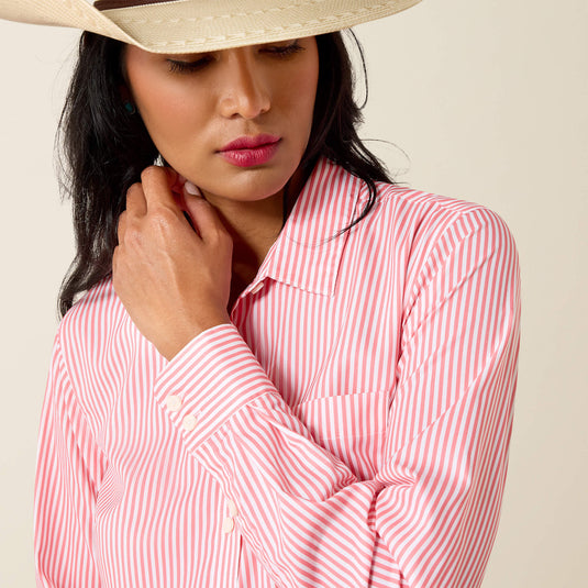 Ariat Womens Kirby Pro Stripe Shirt - Sun Kissed Coral Stripe