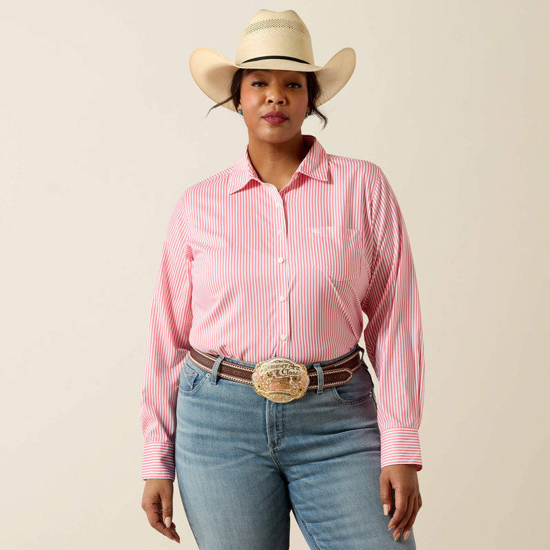 Load image into Gallery viewer, Ariat Womens Kirby Pro Stripe Shirt - Sun Kissed Coral Stripe
