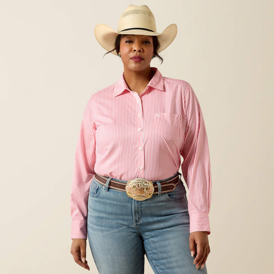 Ariat Womens Kirby Pro Stripe Shirt - Sun Kissed Coral Stripe