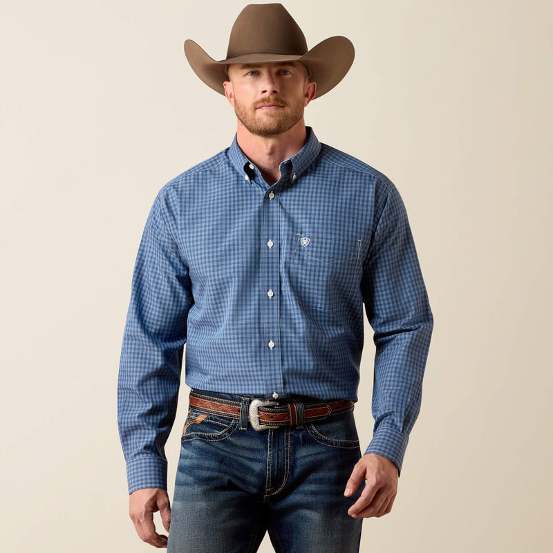 Load image into Gallery viewer, Ariat Mens Wrinkle Free Canyon Classic Fit Long Sleeve Shirt - Ensign Blue Plaid
