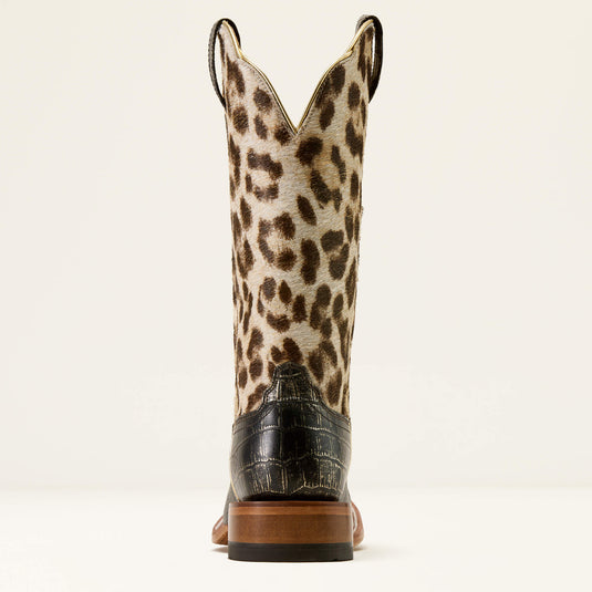 Ariat 12" Frontier Farrah Wide Square Toe Boot - Midnight Croc Print|Gilded Leopard Hair-On