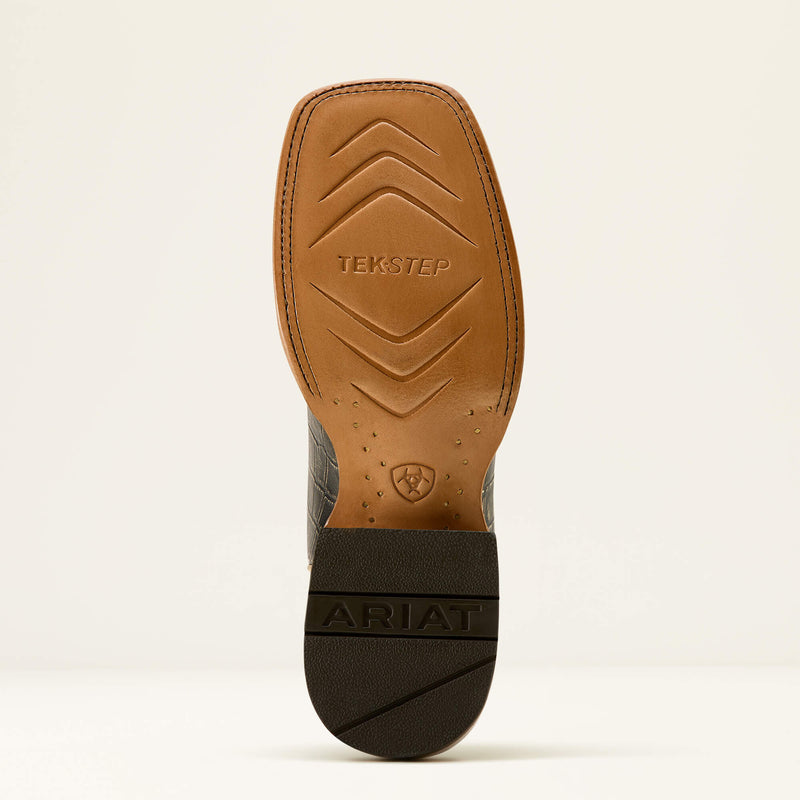 Load image into Gallery viewer, Ariat 12" Frontier Farrah Wide Square Toe Boot - Midnight Croc Print|Gilded Leopard Hair-On
