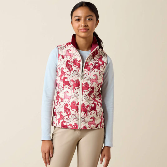 Ariat Girls Bella Reversible Insulated Vest - Vanilla Ice Horsin' Around