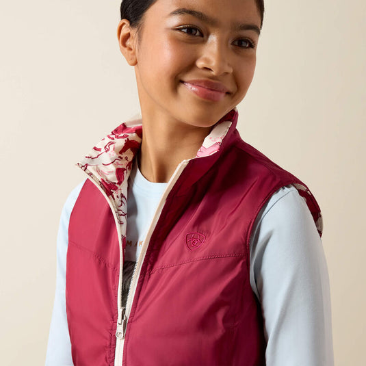 Ariat Girls Bella Reversible Insulated Vest - Vanilla Ice Horsin' Around