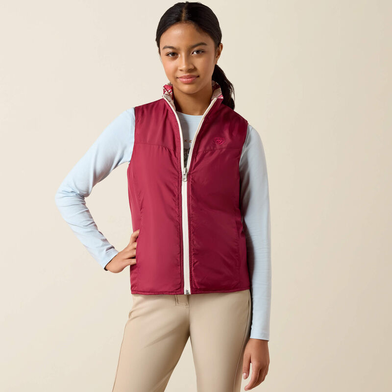 Load image into Gallery viewer, Ariat Girls Bella Reversible Insulated Vest - Vanilla Ice Horsin' Around
