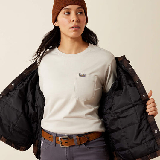 Ariat Womens Rebar Flannel Insulated Shirt Jacket - Rain Drum