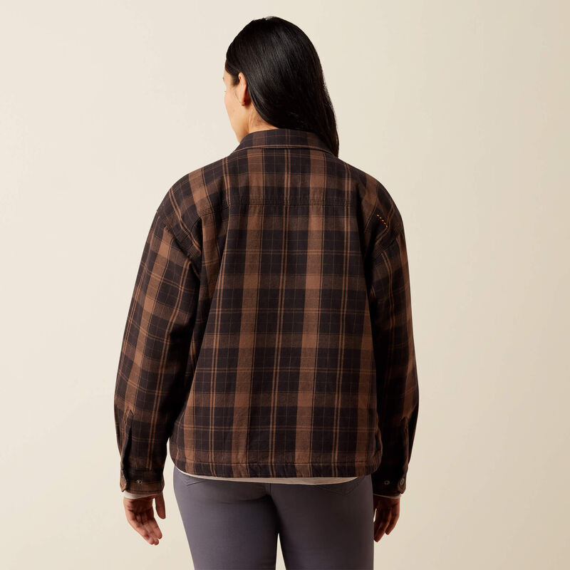 Load image into Gallery viewer, Ariat Womens Rebar Flannel Insulated Shirt Jacket - Rain Drum

