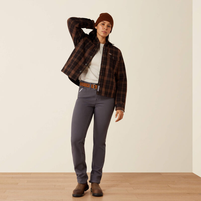 Load image into Gallery viewer, Ariat Womens Rebar Flannel Insulated Shirt Jacket - Rain Drum
