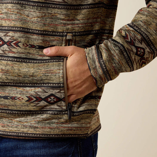 Ariat Mens Caldwell 1/4 Zip Sweater - Oxford Tan Southwest