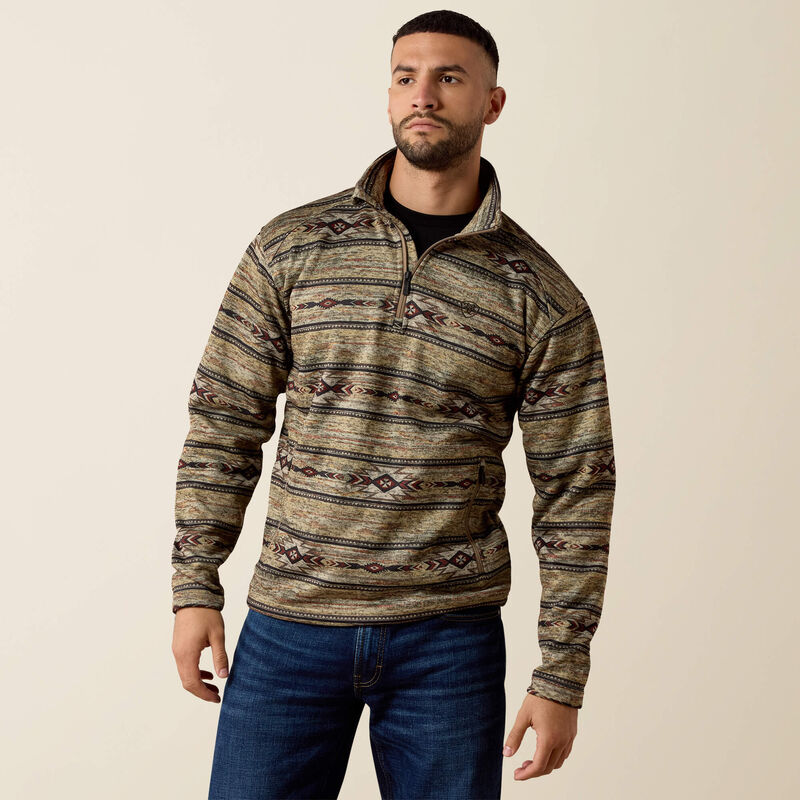Load image into Gallery viewer, Ariat Mens Caldwell 1/4 Zip Sweater - Oxford Tan Southwest
