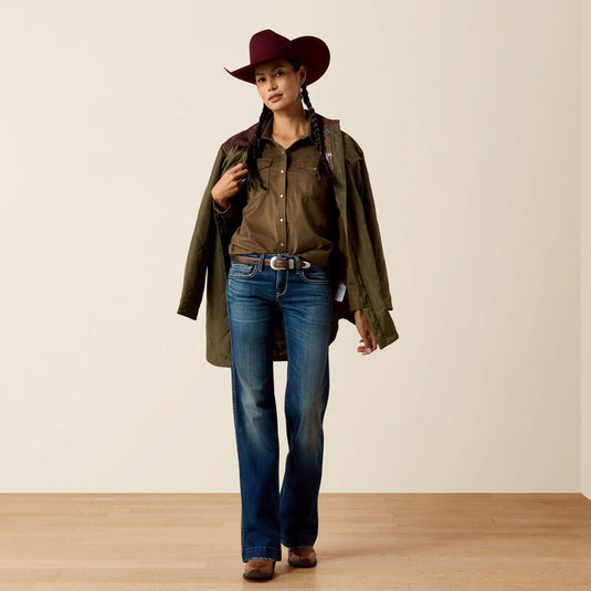 Ariat Womens Autumn Drift Western Snap Shirt - Olive Suede