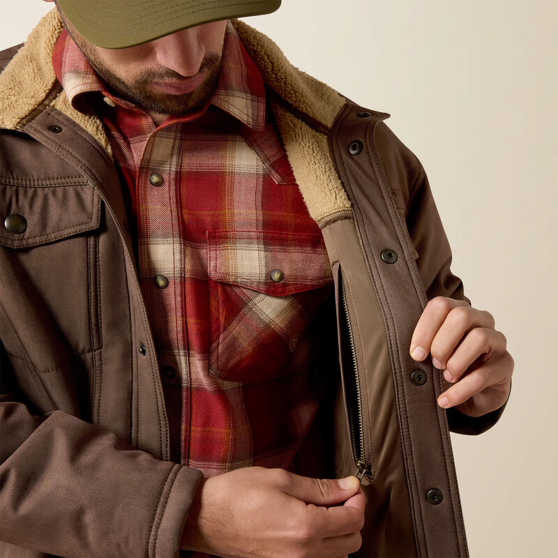 Load image into Gallery viewer, Ariat Mens Vernon Sherpa 2.0 Jacket - Wren Faux Leather Print
