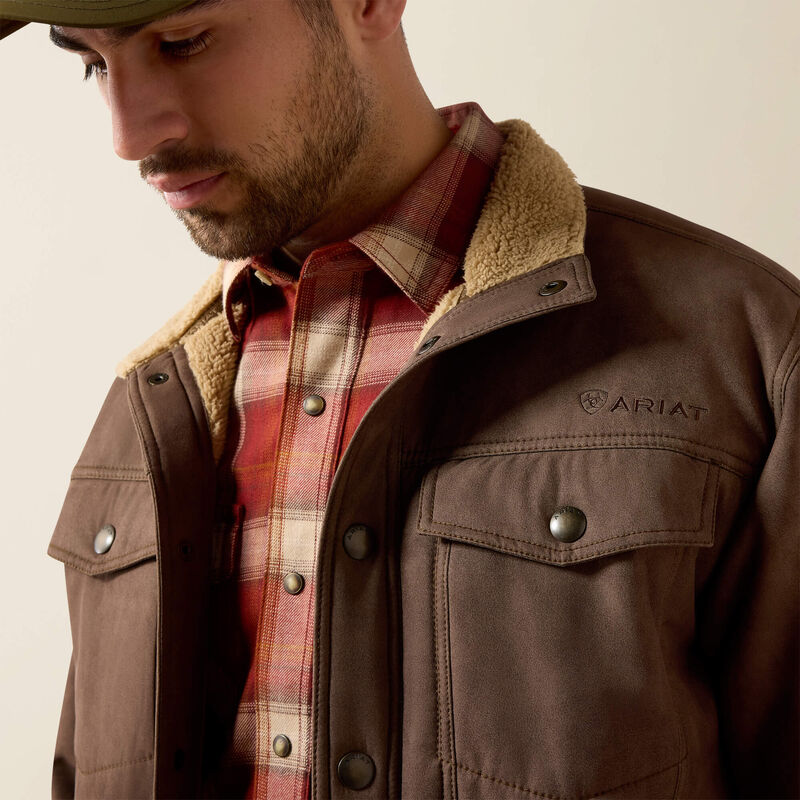 Load image into Gallery viewer, Ariat Mens Vernon Sherpa 2.0 Jacket - Wren Faux Leather Print
