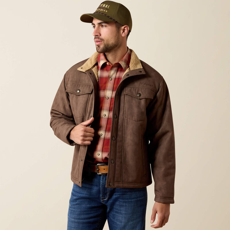 Load image into Gallery viewer, Ariat Mens Vernon Sherpa 2.0 Jacket - Wren Faux Leather Print
