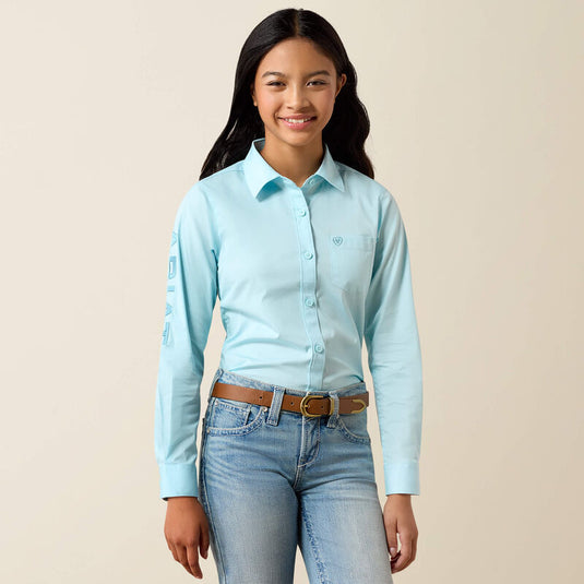 Ariat Girls Kirby Long Sleeve Stripe Shirt - Saltwater Henna Stripe