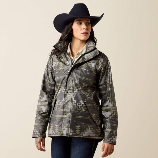 Ariat Womens Drizzle Rain Coat - Stonewall Print