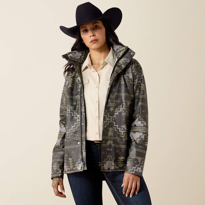 Load image into Gallery viewer, Ariat Womens Drizzle Rain Coat - Stonewall Print
