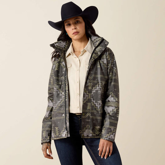 Ariat Womens Drizzle Rain Coat - Stonewall Print