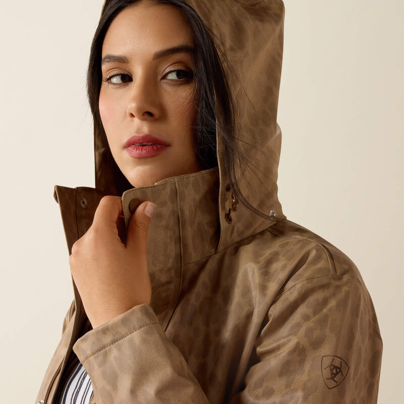 Load image into Gallery viewer, Ariat Womens Drizzle Rain Coat - Faded Leopard
