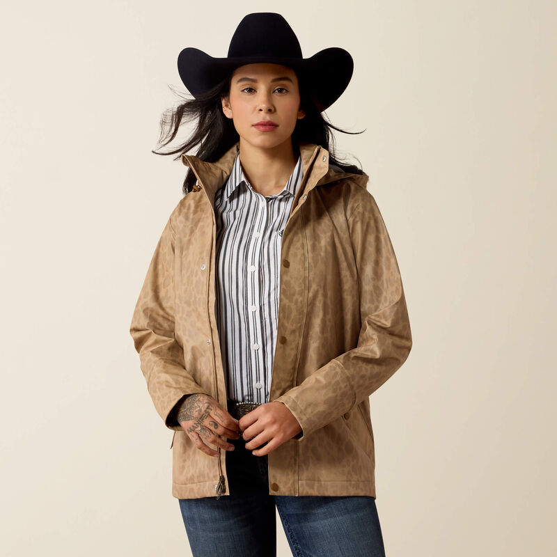 Load image into Gallery viewer, Ariat Womens Drizzle Rain Coat - Faded Leopard
