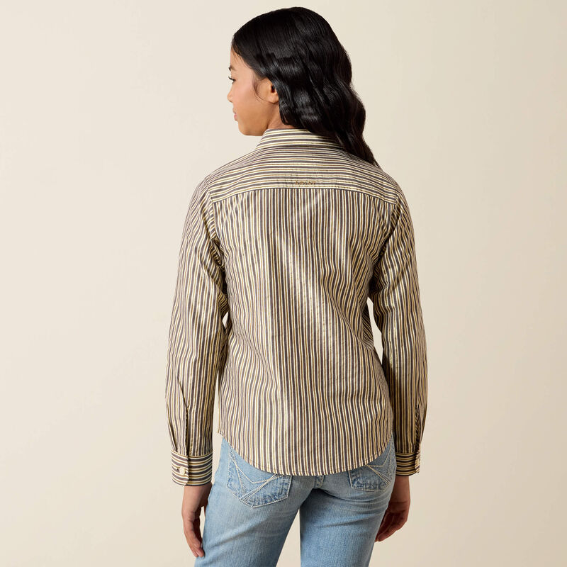 Load image into Gallery viewer, Ariat Girls Kirby Long Sleeve Stripe Shirt - Chocolate Plum Stripe
