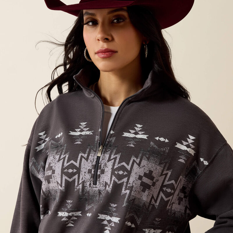 Load image into Gallery viewer, Ariat Womens 1/4 Zip Sweatshirt - Black Acid Wash
