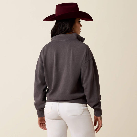 Ariat Womens 1/4 Zip Sweatshirt - Black Acid Wash