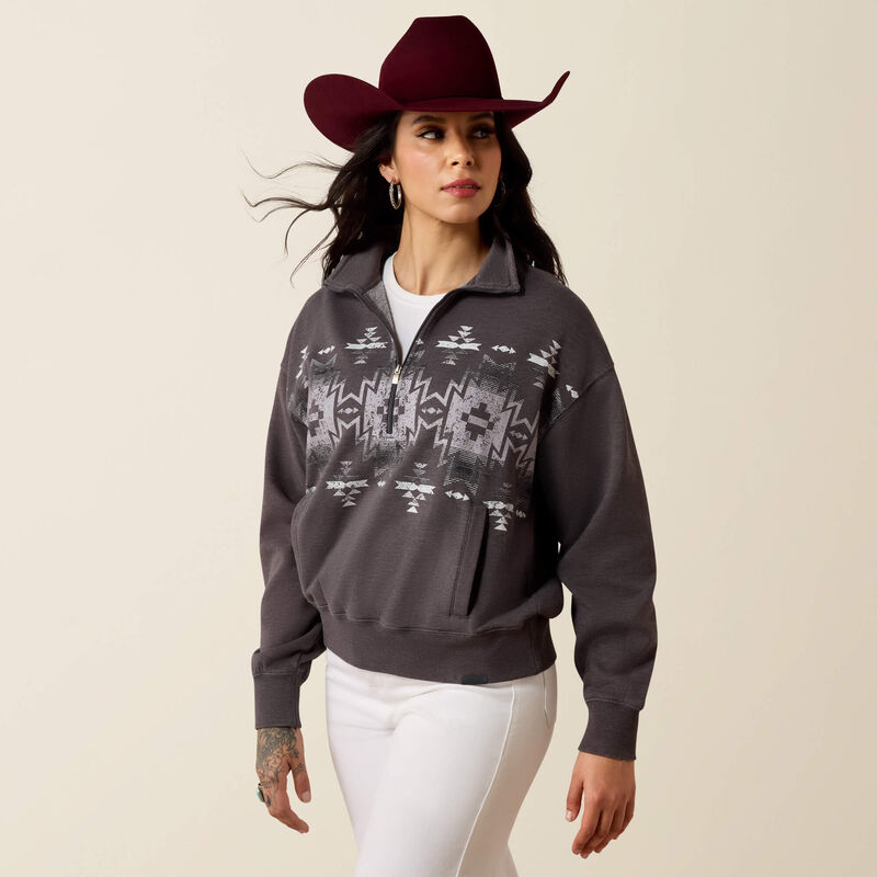 Load image into Gallery viewer, Ariat Womens 1/4 Zip Sweatshirt - Black Acid Wash

