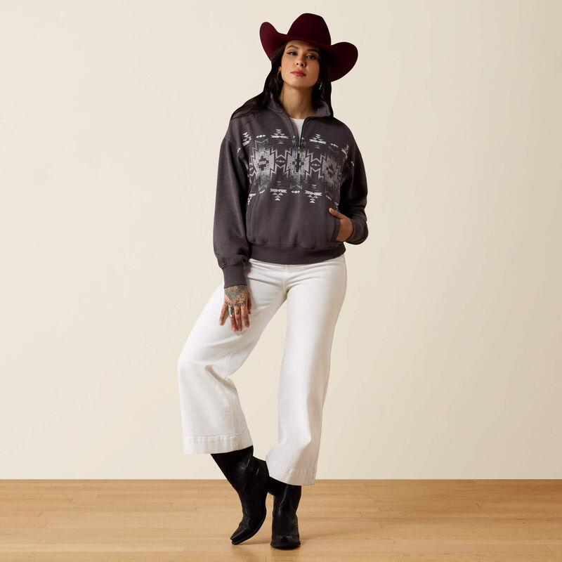Load image into Gallery viewer, Ariat Womens 1/4 Zip Sweatshirt - Black Acid Wash
