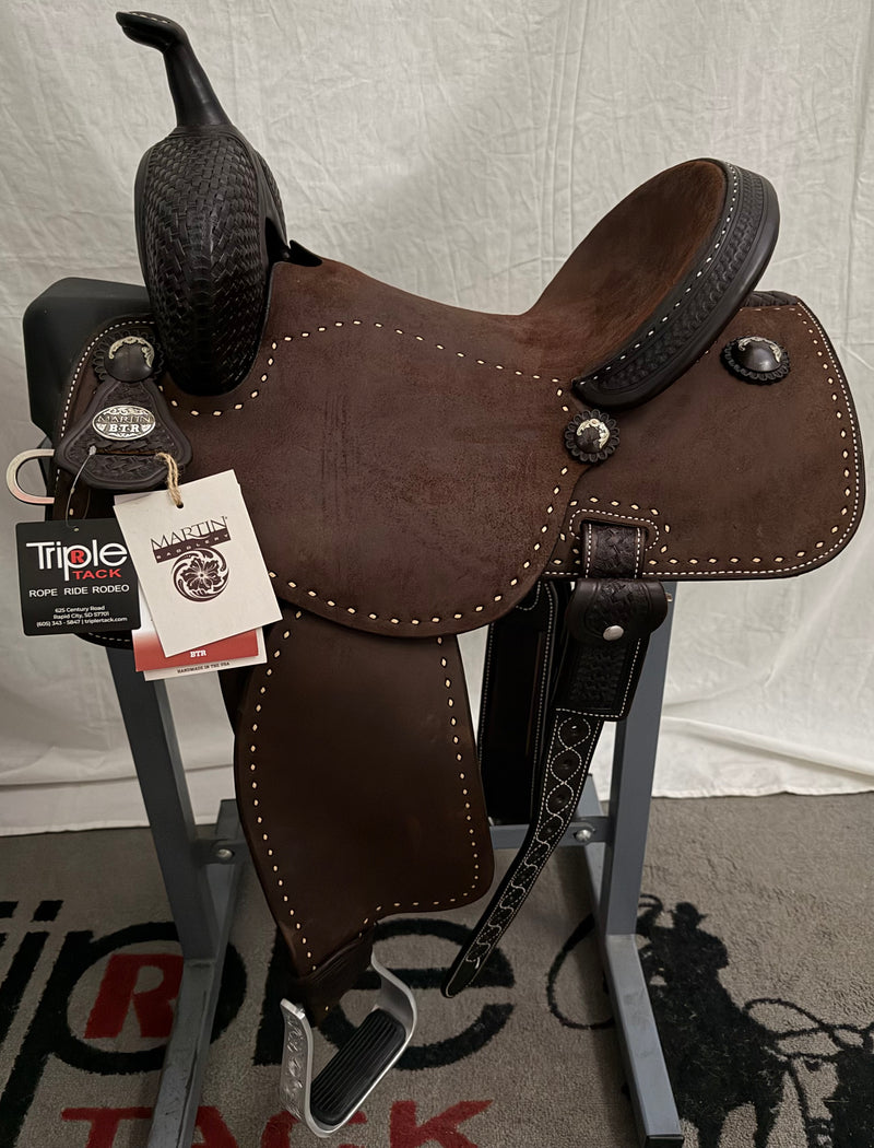 Load image into Gallery viewer, Martin Saddlery BTR 1/8 Basket Stamp Barrel Saddle - 14"

