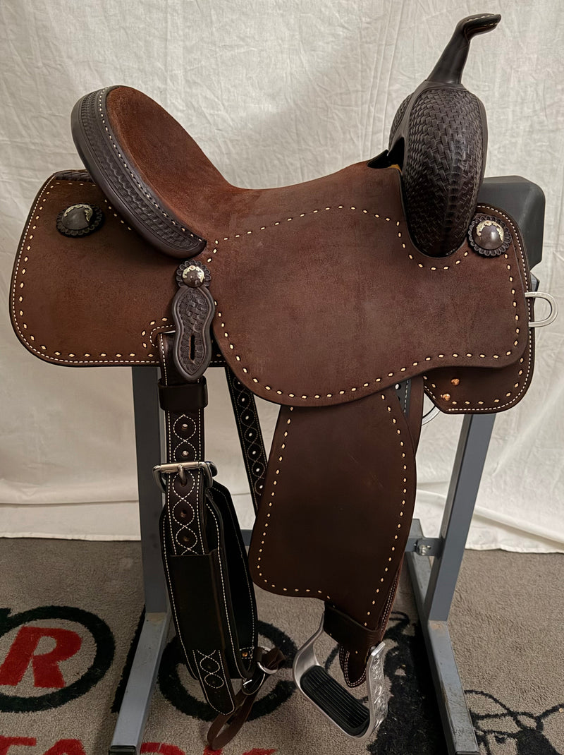 Load image into Gallery viewer, Martin Saddlery BTR 1/8 Basket Stamp Barrel Saddle - 14"
